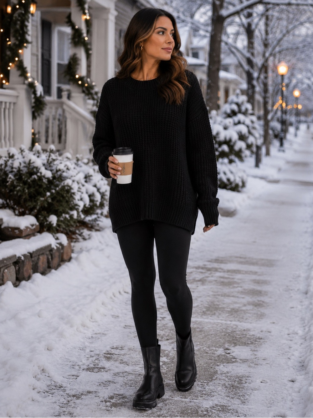Zenana Premium Black V-Neck Long Sweater, size Medium